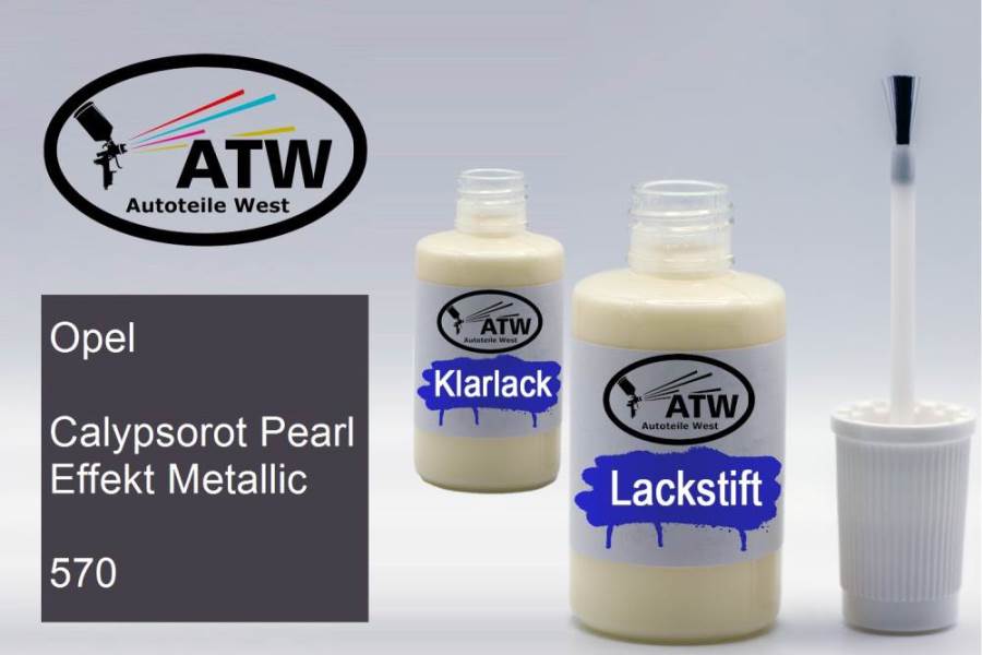 Opel, Calypsorot Pearl Effekt Metallic, 570: 20ml Lackstift + 20ml Klarlack - Set, von ATW Autoteile West.